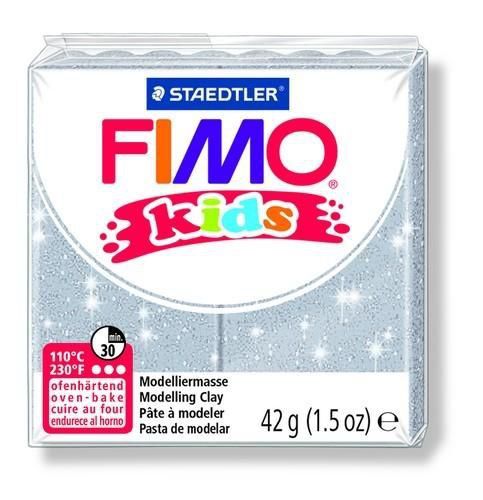 Fimo kids boetseerklei 42g glitter zilver 8030-812