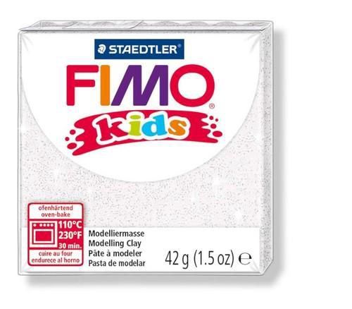 Fimo kids boetseerklei 42g glitter wit 8030-052