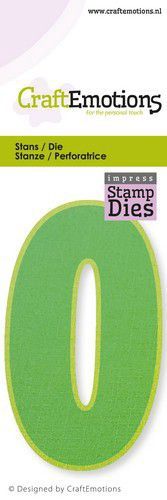 CraftEmotions Impress stamp Die - party cijfer 0