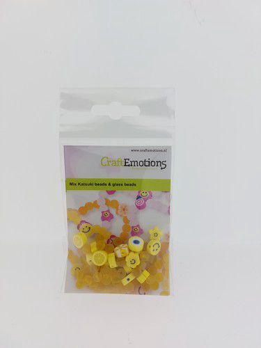 Katsuki smiley &amp; glaskralen geel 64st