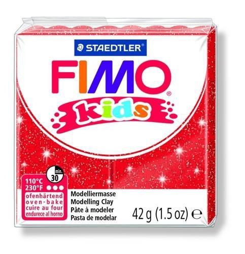 Fimo kids boetseerklei 42g glitter rood 8030-212