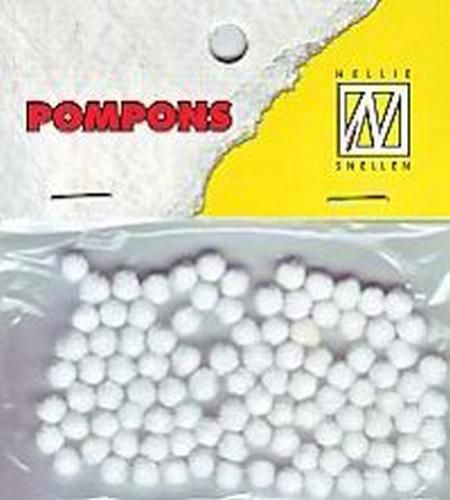 Mini pompoms wit 100st 3mm