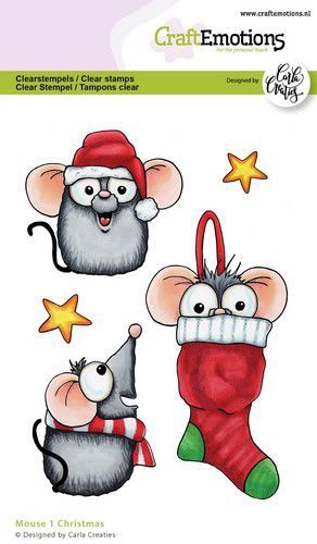 Clearstamps A6 - Mouse 1 Christmas Carla Creaties