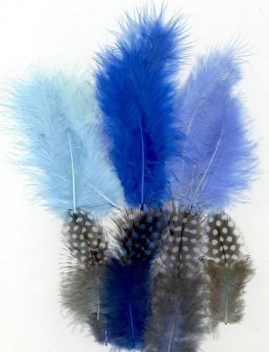 Veren marabou mix blauw  ±18st