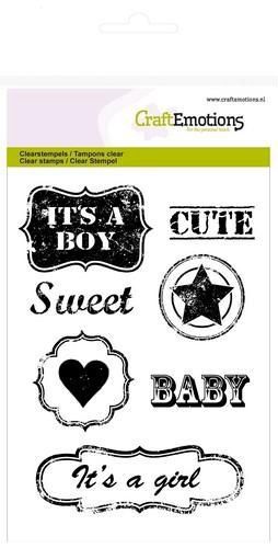 Clearstamps A6 - vintage baby tekst labels (ENG) Lovely Baby