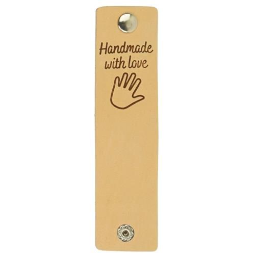 Leren label &quot;Handmade with love&quot;
