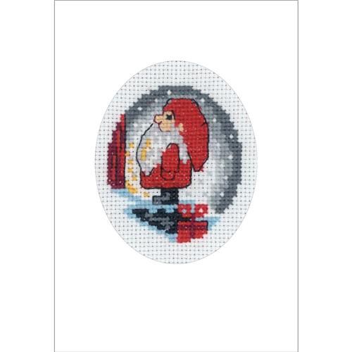 Borduurpakket kerstkaart Elf op trappen 9x13 cm