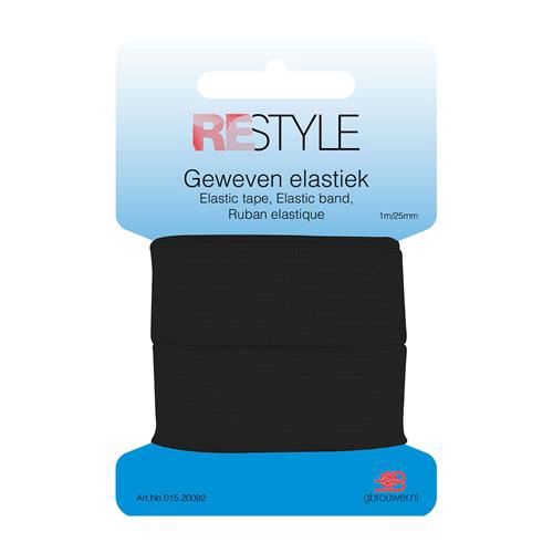 Geweven elastiek 25mm x 1m zwart