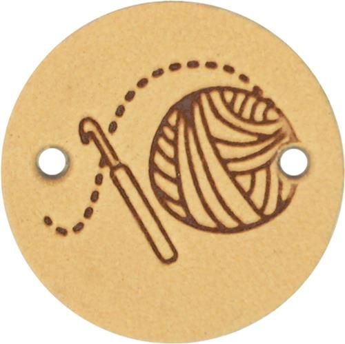 Leren label &quot;Crochet&quot; rond 2cm