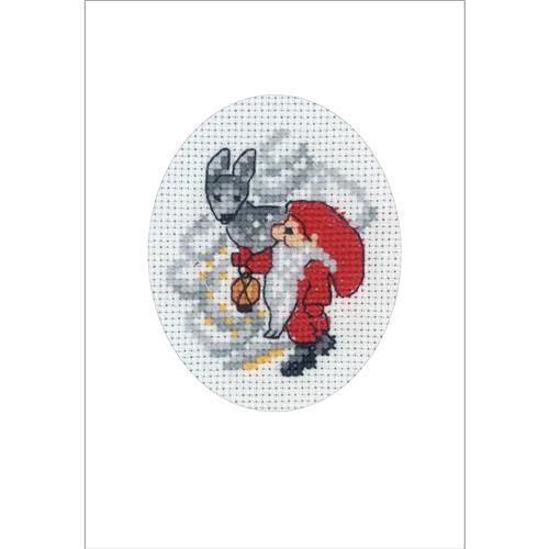 Borduurpakket kerstkaart Elf &amp; Eland 9x13 cm