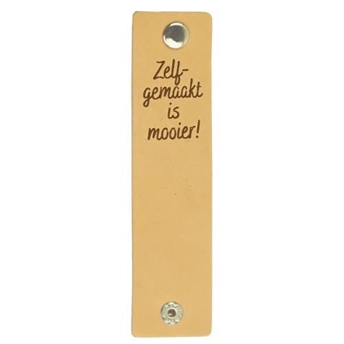 Leren label &quot;Zelfgemaakt is mooier&quot;