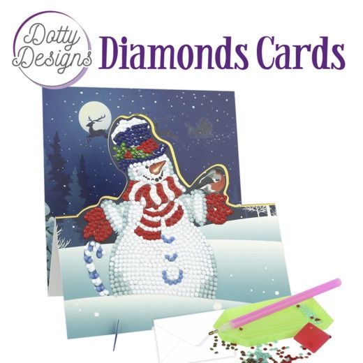 Diamond Cards Easel Card  - Snowman with Bird