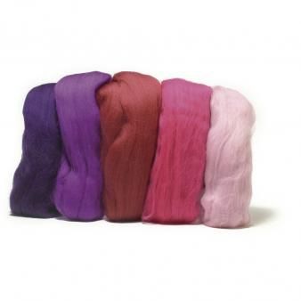 Merino schuurwol  Roze-Lila tinten