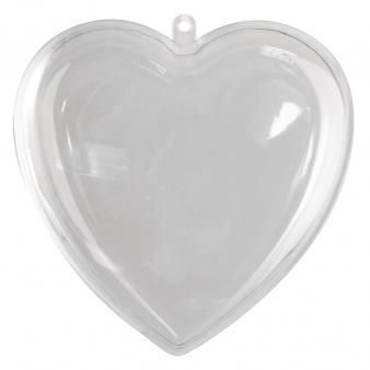 Plastic-hart, 2-dlg, 10 cm kristal