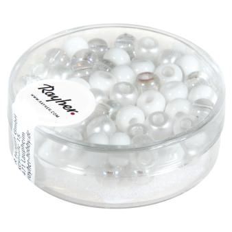 Rocailles mix met groot gat 5.5mm wit