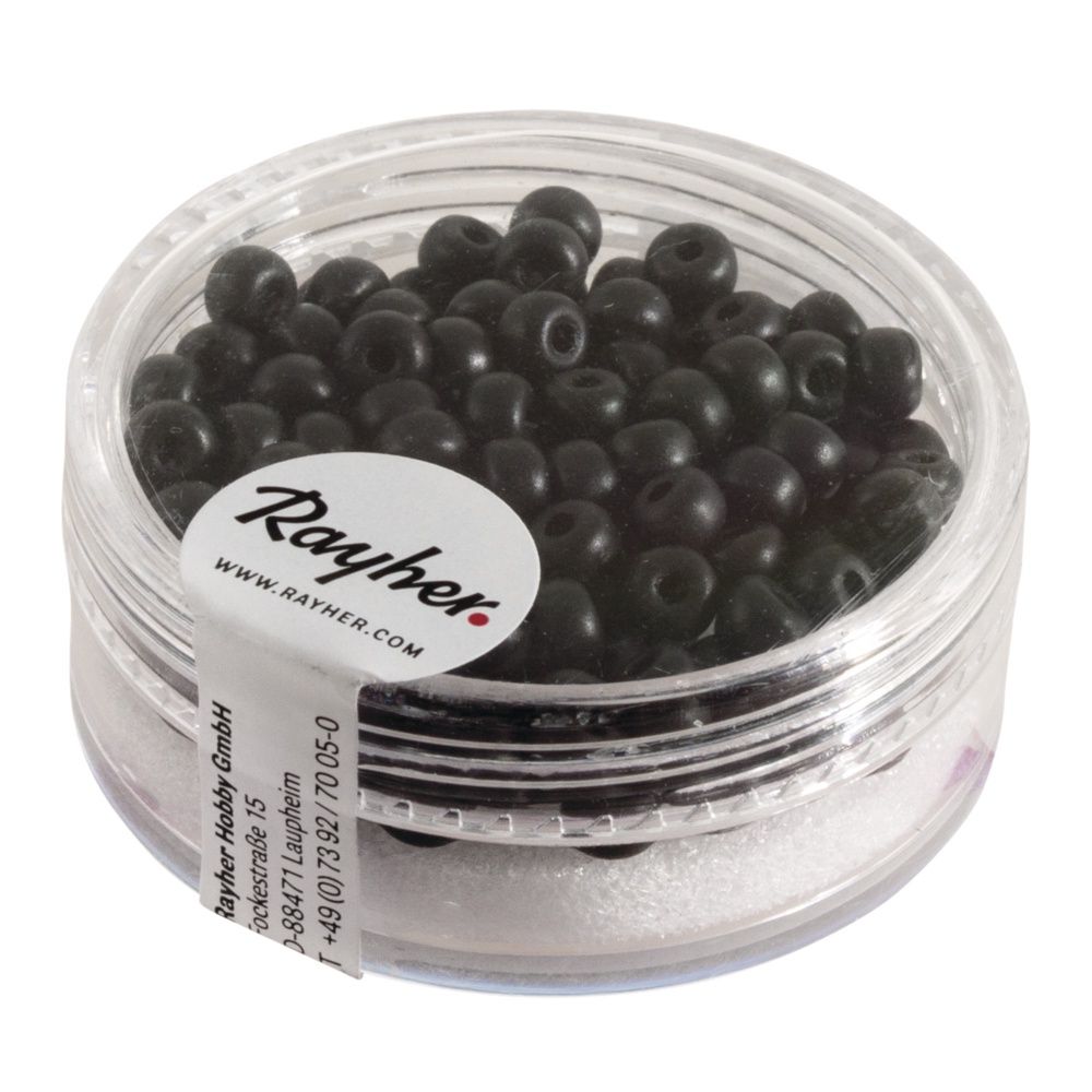 Silk-bead glas rocailles 4mm zwart