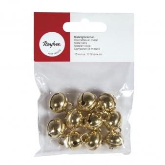 Deco-Metalen klokjes (bolvorm)15mm ø goud
