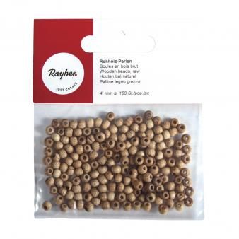 Houten kralen, 4mm ø, ZB-zak à 180 st.