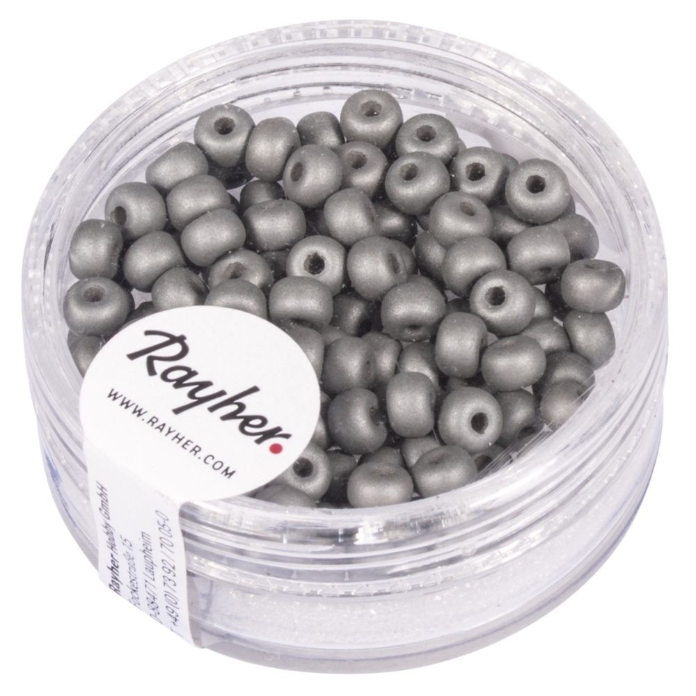 Silk-bead glas rocailles 4mm Antraciet