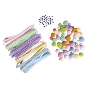 Pompon chenille wiebelogen mix pastel