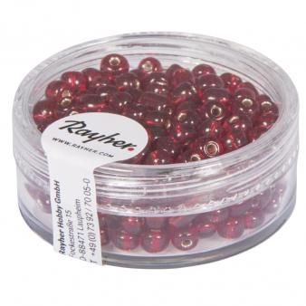 Borduurkralen 4mm met zilverkern rood