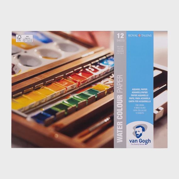 Blok met aquarelverfpapier 12 vellen 300 g formaat 18 x 24 cm
