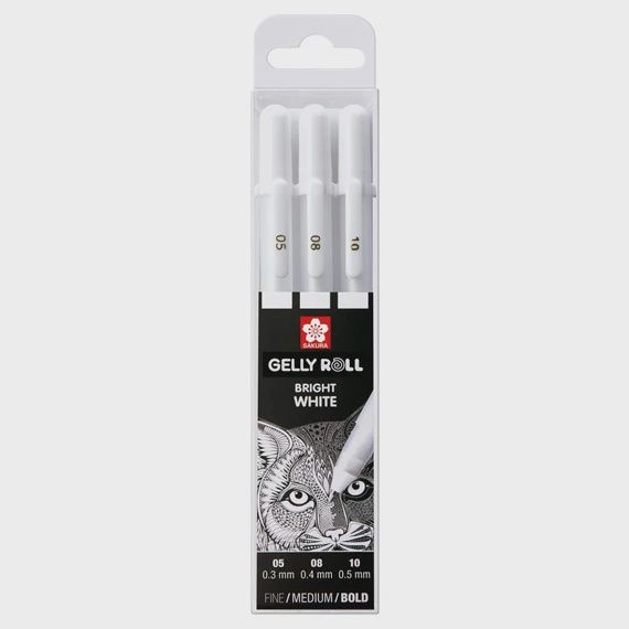 Basic Set 3 Gelpennen Zuiver Wit Fijn/Medium/Dik