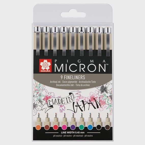 Pigma Micron 05 Etui met 9 kleuren