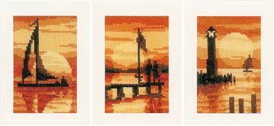 Telpakket zonsondergang 3 wenskaarten