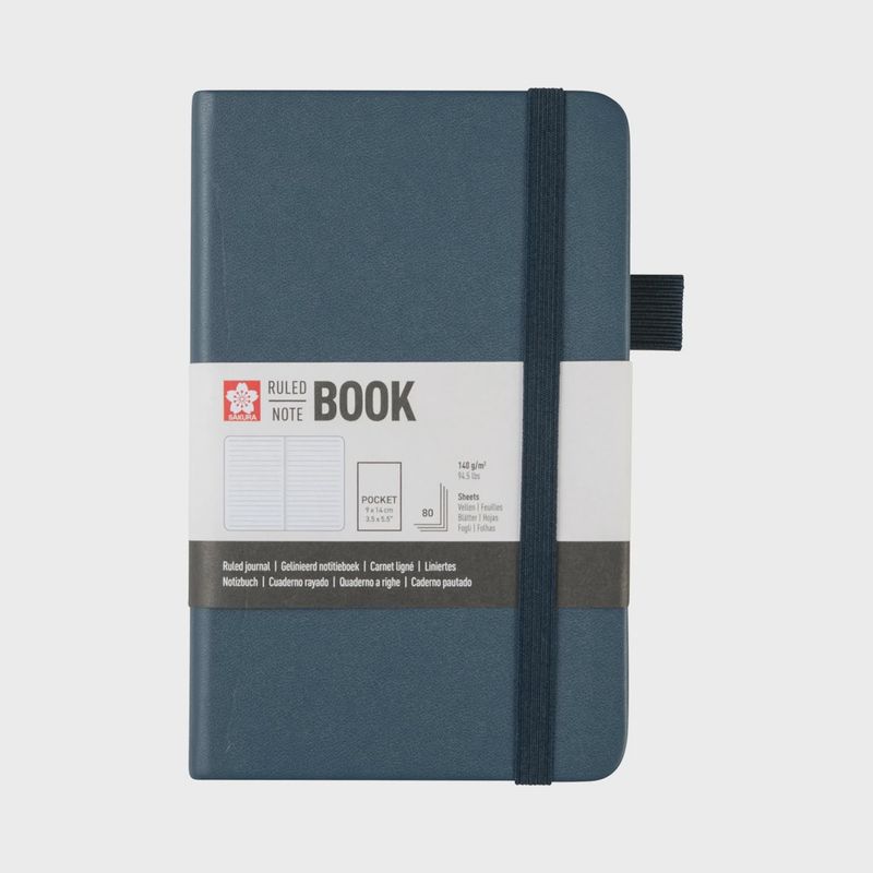 Sakura gelijnd harde kaft notitieboek pocket Donker Indigo