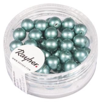 Renaissance glaskralen, mat, 6mm ø blauwgroen