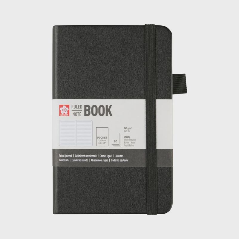 Sakura gelijnd notitieboek pocket Zwart