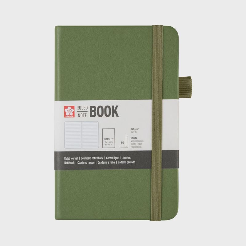 Sakura gelijnd notitieboek pocket Dennengroen