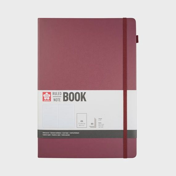 Sakura gelijnd notitieboek A4 Bordeaux