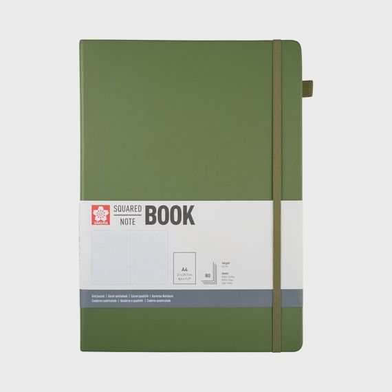Sakura geruit notitieboek A4 Dennengroen