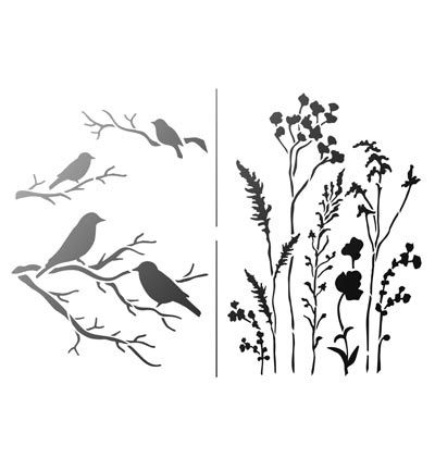 Sjabloon Gras en Vogels