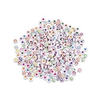 Plastic kralen lachgezichtjes+harten bont