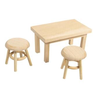 Houten Mini tafel met 2 hockers FSC 100% naturel