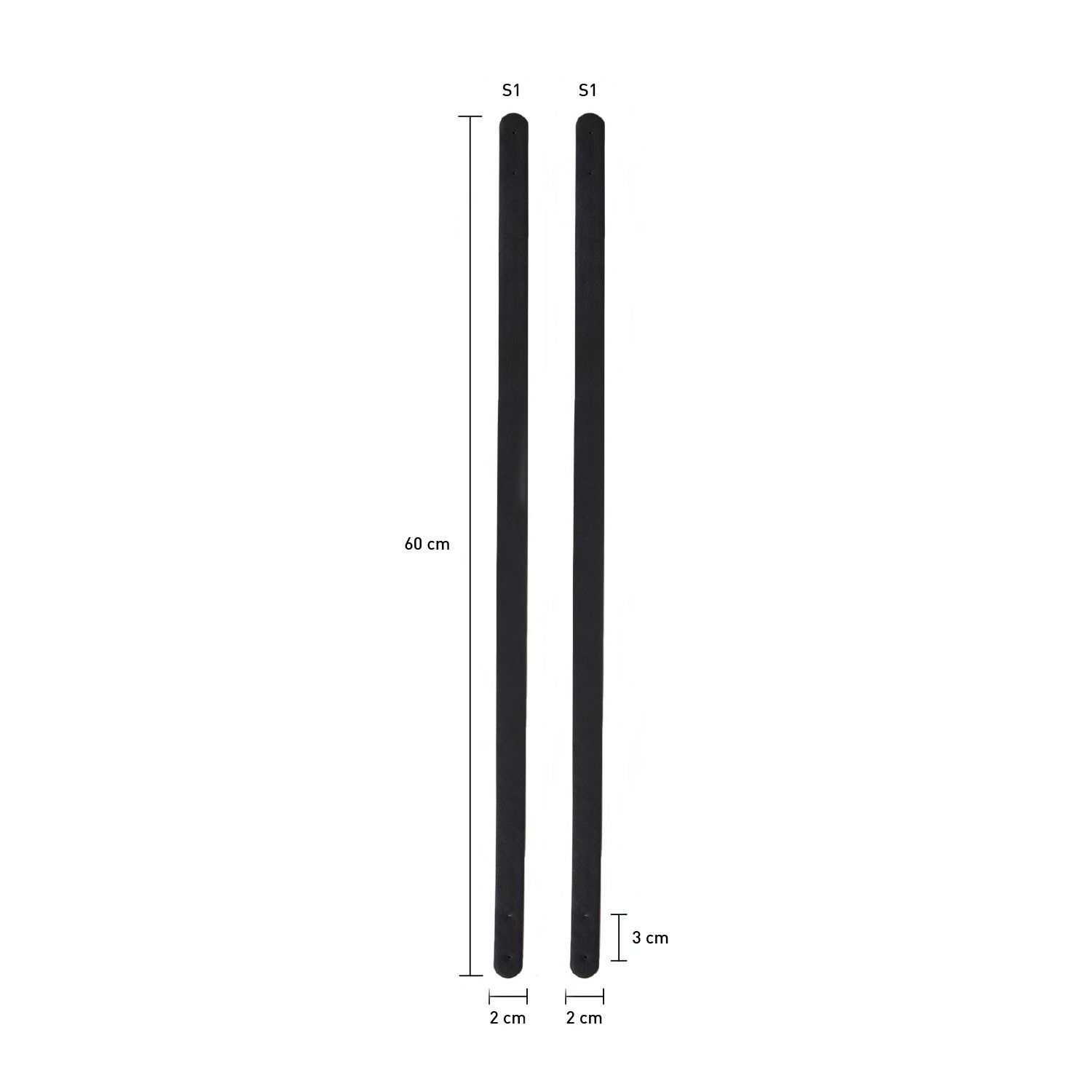 Handvatten van synthetisch leer 60cm  Zwart