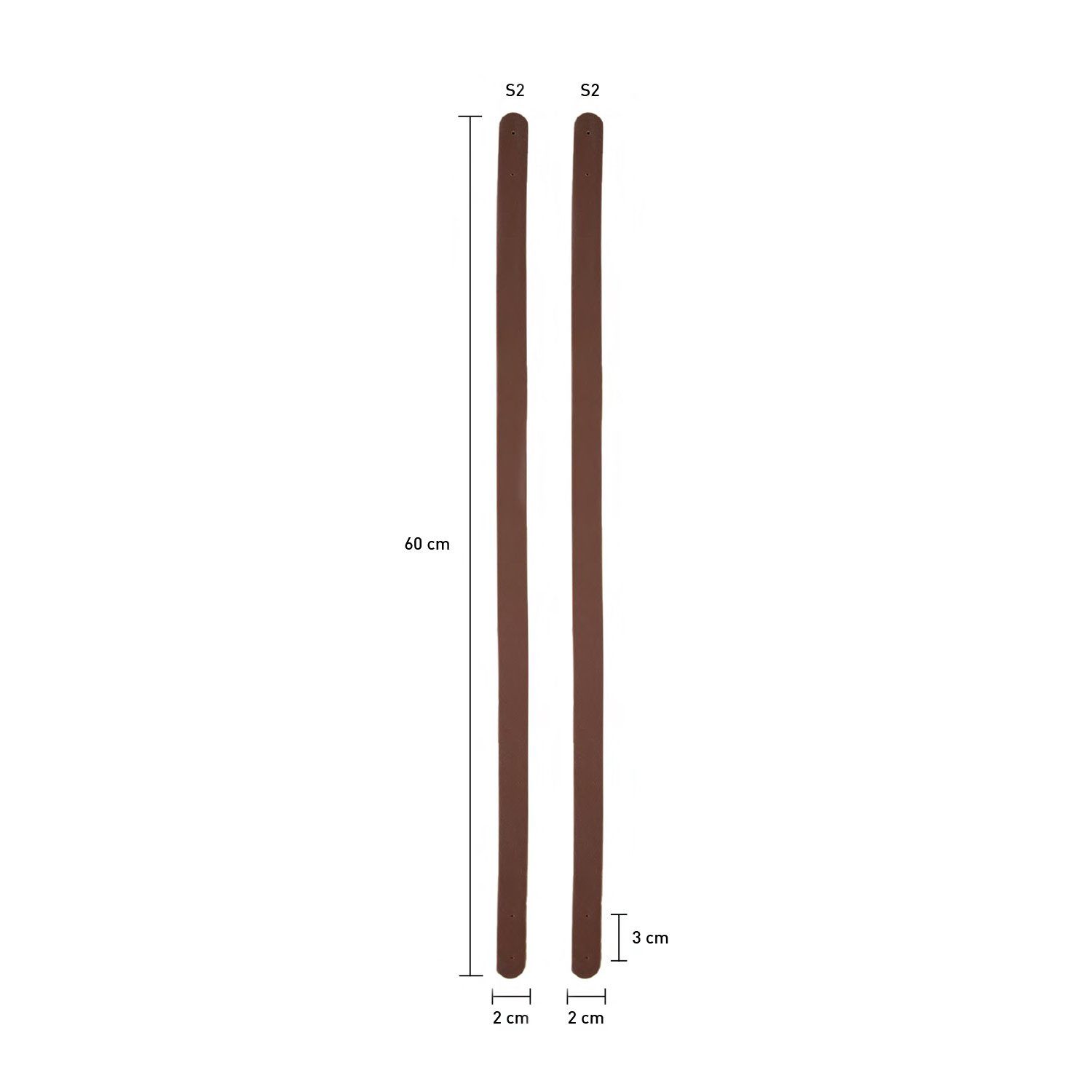 Handvatten van synthetisch leer 60cm Bruin