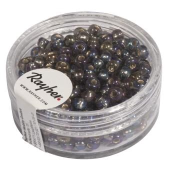 Rocailles m. zilverkern + rainbow staalgrijs