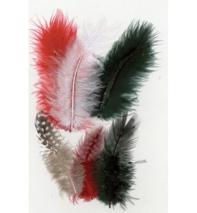 Veren marabou mix rood zwart 18 st