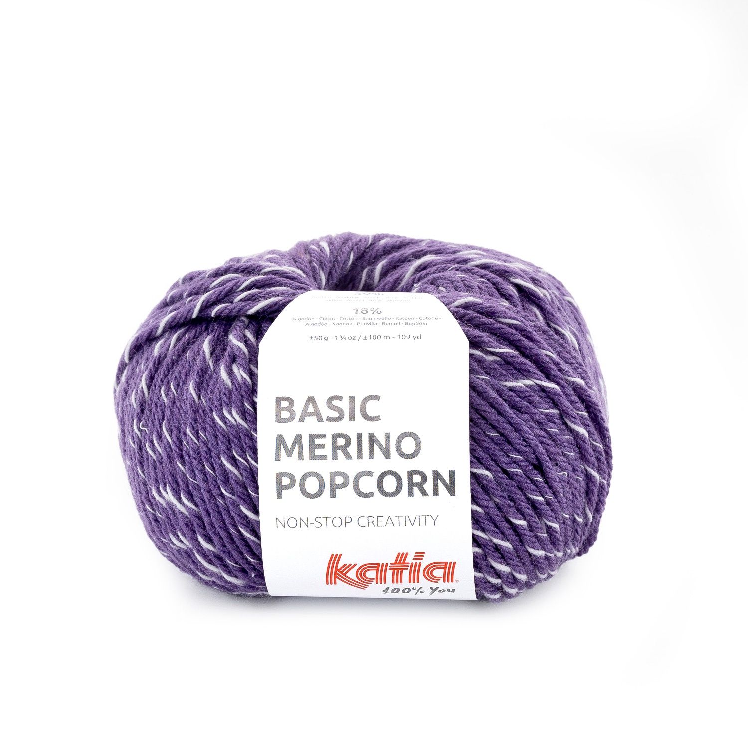 Basic Merino Popcorn, Kleur(nummer): 100 - Violet-Wit