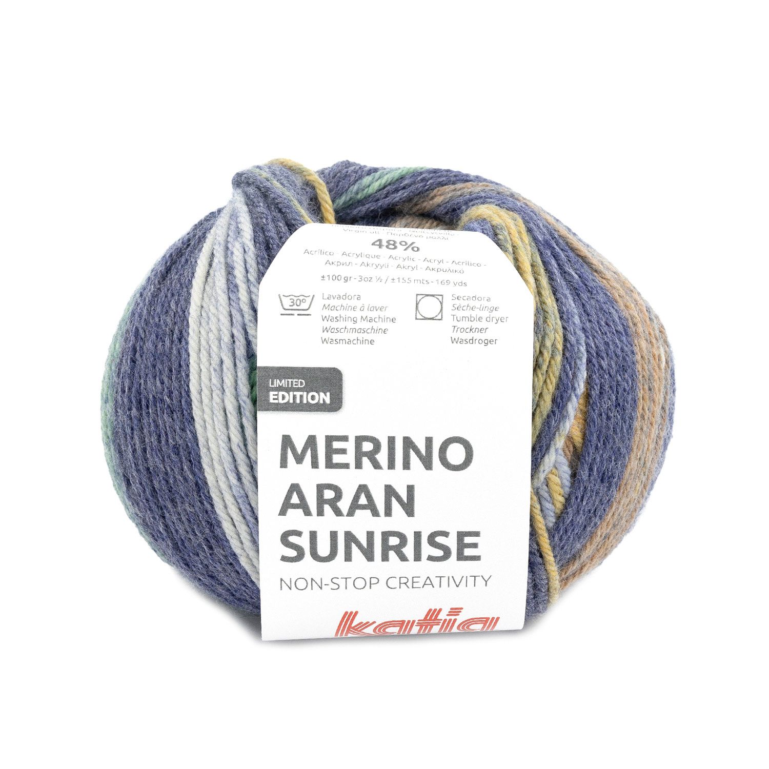 Merino Aran Sunrise, Kleur(nummer): 307 - Blauw-Groen-Oker