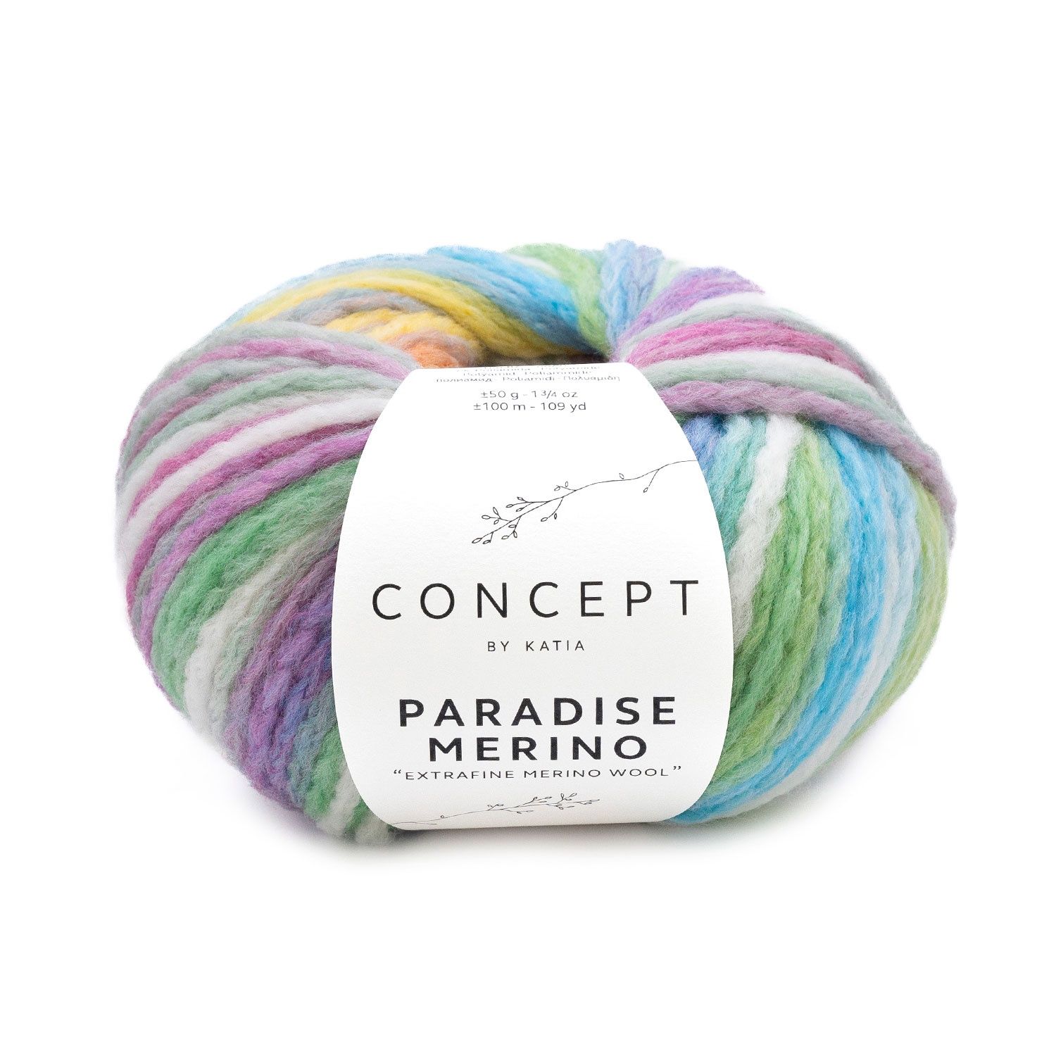 Paradise Merino, Kleur(nummer): 500 - Ecru-Groen-Blauw-Geel