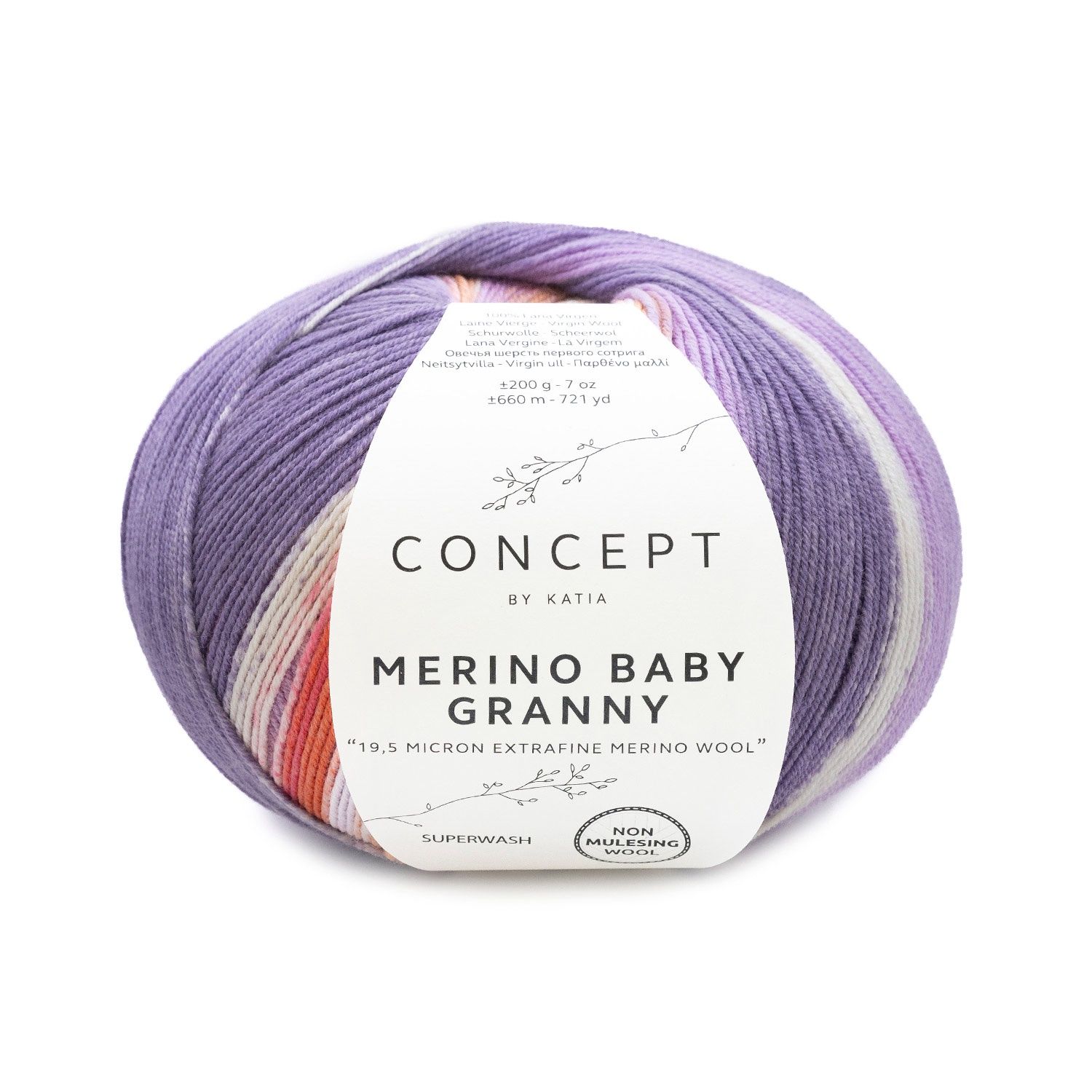 Merino Baby Granny, Kleur(nummer): 500 - Lila-Kauwgom roze-Grijs