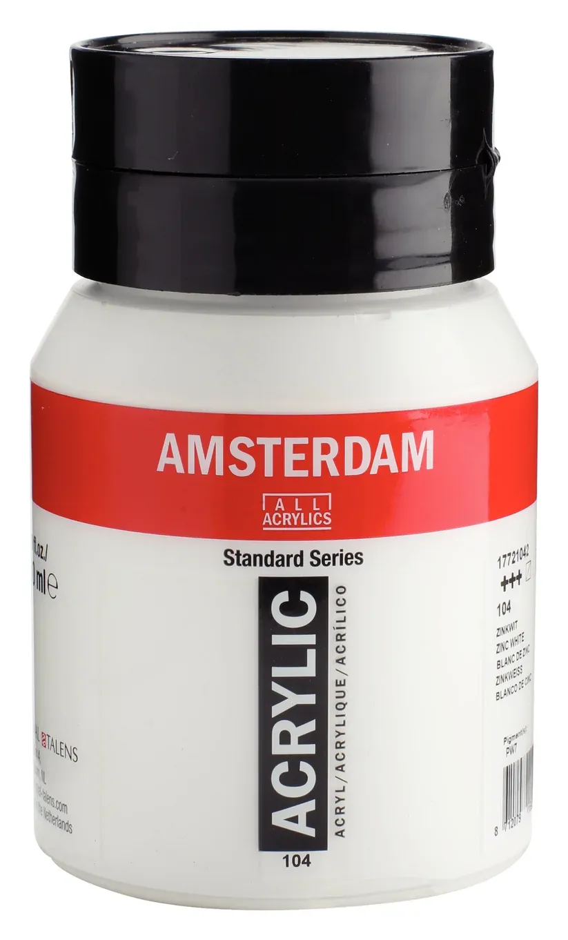 Amsterdam acrylverf 500ml, Kleur: 104 - Zinkwit