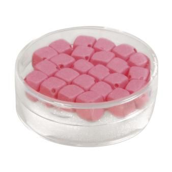 Silk-bead glas blokje fucsia