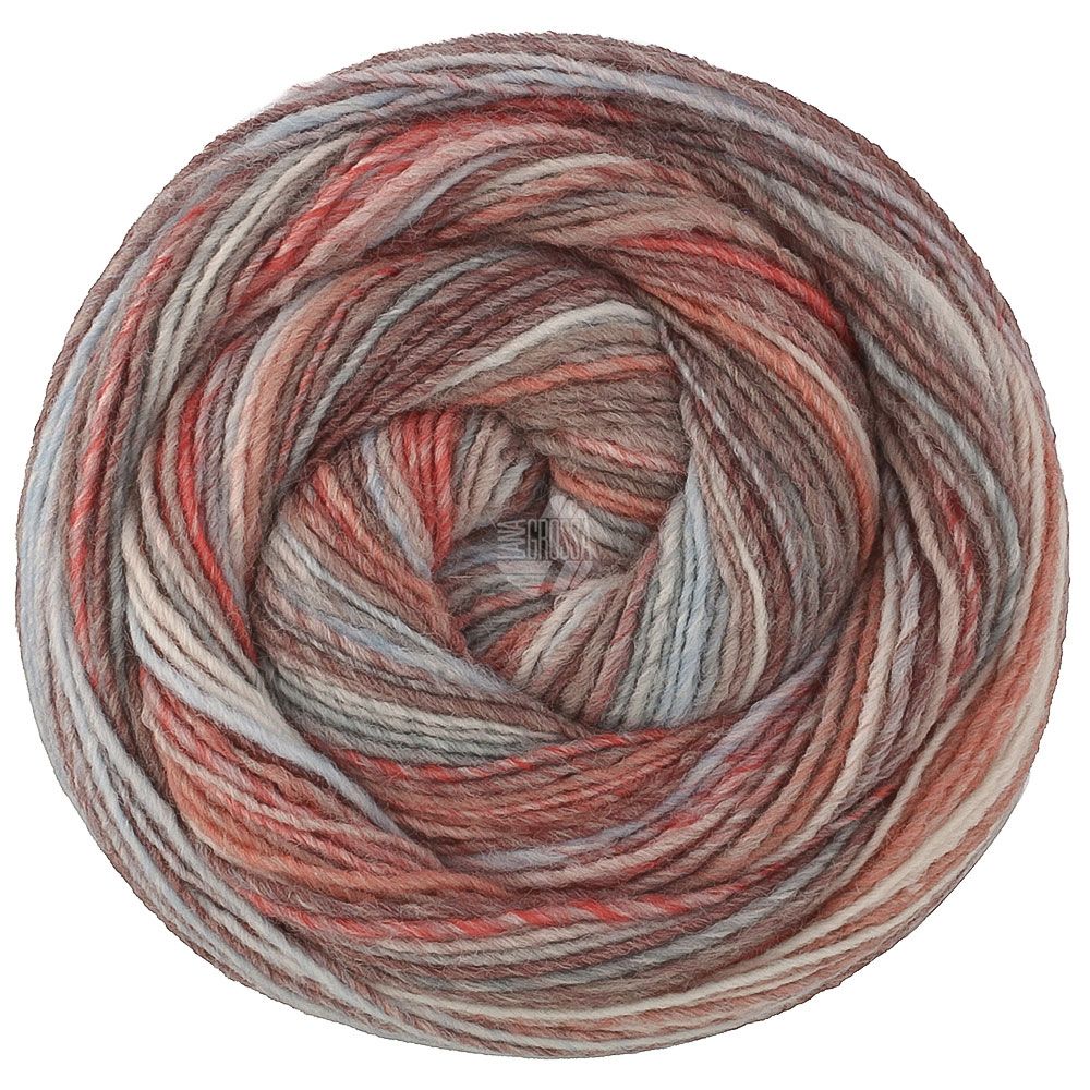 Gomitolo Disegno, Kleur: 521 - Grijsbruin/blauwgrijs/palissander/crème/lichtblauw/donkerrood/taupe