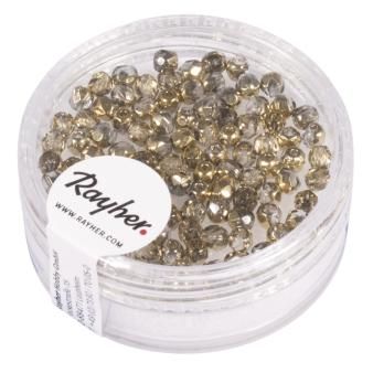 Glas-facetkraal, 3 mm ø goud